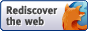 grey text 'rediscover the web' next to firefox icon, a fox around a blue globe